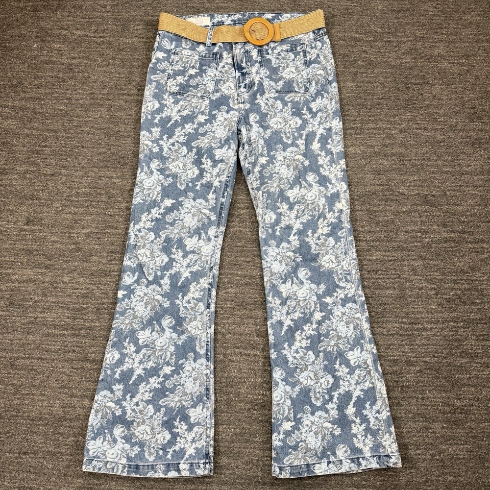 Love Shack Fancy X Gap 70s Flare High Rise Jeans Women 14 32 Blue Floral Garden